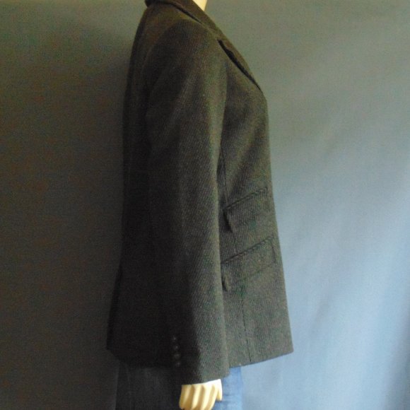 J. Crew Collection Gray Wool Blend Pinstriped Pea Coat Jacket 8 - Picture 3 of 6
